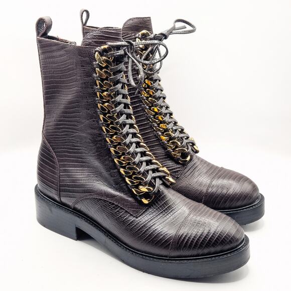 Jeffrey Campbell Women’s Damon Boot Black Embossed Chain Lace Whimsigoth Size 9 - Picture 1 of 9